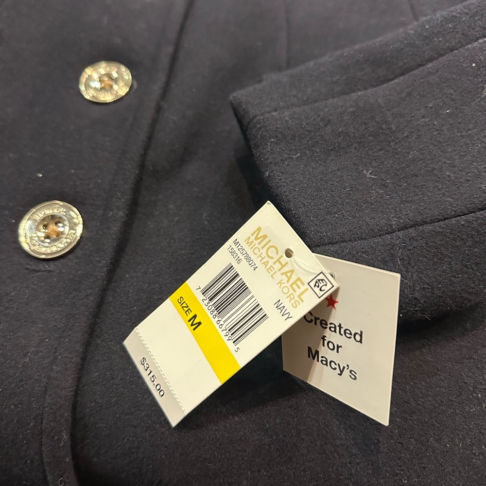 Michael Kors | Wool Hooded Pea Coat | Navy |  Size Medium RN 79675 Msrp: $315